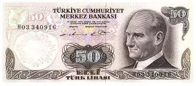 Turquia 50 Turk Lirasi - Pdt Ataturk - ND (1976) - Serial H - P.188