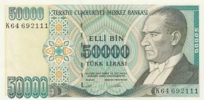 Turquia 50000 Turk Lirasi - Elli Bin - ND (1995-1999) - Series K