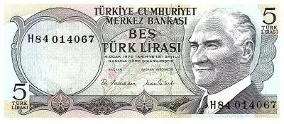 Turquie 5 Lirasi Pdt Ataturk - Cascade - 1976 - s�rie H