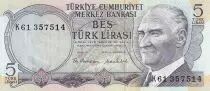 Turquie 5 Turk Lirasi - Pdt Ataturk - ND (1976) - Série K - P.185