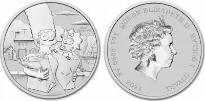 Tuvalu 1 Dollar Marge and Maggie - The Simpson - Oz Argent 2021