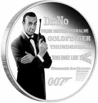 Tuvalu James Bond 007 - 1 Once Argent Couleur TUVALU 2021 - Hommage &agrave; Sean Connery