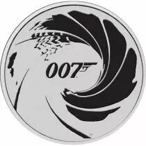 Tuvalu James Bond coloris&eacute;e en noir - 1 Once Argent TUVALU 2022 (007)