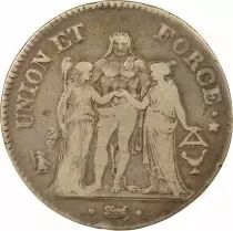 Union & Force - 5 Silver Francs - Year 6/5/4 K Bordeaux