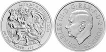 United Kingdom  2 Pounds Lion of England -  Charles III - 1 Ounce Silver 2024