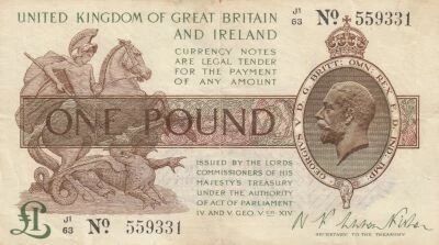 United Kingdom 1 book - Portrait of King George V - Westminster Palace - ND (1917-1923)