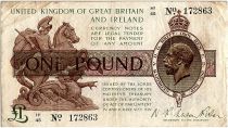 United Kingdom 1 Pound, George V - St George,  dragon - 1922 - F to VF - P.359 -  Serial H1/45
