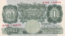 United Kingdom 1 Pound Britannia - ND (1949- 1955) - Serial K72C - P.369b