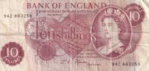 United Kingdom 10 Shillings - Elizabeth II - Britannia - ND (1966-1970) - P.373c