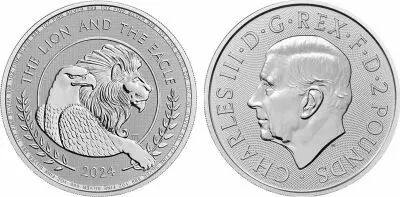 United Kingdom 2 Pounds - Charles III - Lion and Eagle - 1 Ounce Silver 2024