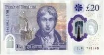 United Kingdom 20 Pounds - Elizabeth II -Joseph Mallord William Turner  - 2018 (2020) - Polymer - P.NEW