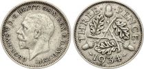 United Kingdom 3 Pence various years - Coat of arms, George V, silver