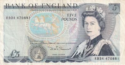 United Kingdom 5 Pounds - Elizabeth II - ND (1971-1991) - RB Series