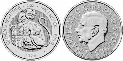 United Kingdom 5 Pounds Charles III - The royal Tudor Beasts - Queen\'s Panther - 2025 - 2 Oz Silver