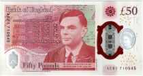 United Kingdom 50 Pounds - Elizabeth II - A. Turing - Polymer - 2020 - UNC - P.NEW