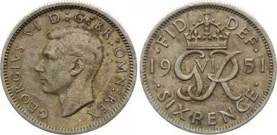 United Kingdom 6 Pence ann�es vari�es - Armoiries, George VI - Cimier d\'Ecosse - Monogramme