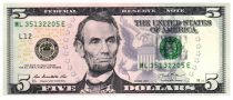 United States of America 5 Dollars Lincoln - Lincoln Memorial 2013 L12 San Francisco