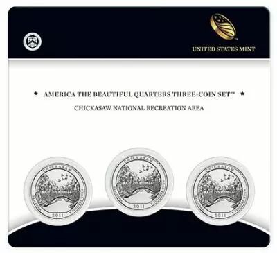 United States of America FDC.2011 Set of 3 coins of 1/4 $ Chickasaw