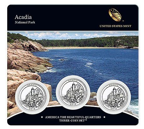 Coin United States Of America Fdc 12 Set Of 3 Coins Of 1 4 Acadia