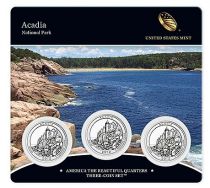 United States of America FDC.2012 Set of 3 coins of 1/4 $ Acadia