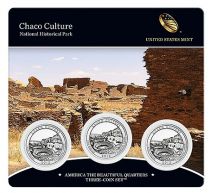 United States of America FDC.2012 Set of 3 coins of 1/4 $ Chaco Culture