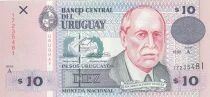 Uruguay 10 Pesos - Eduardo Acevedo Vasquez - B&acirc;timent de la facult&eacute; d\'agronomie - 1998 - S&eacute;rie A