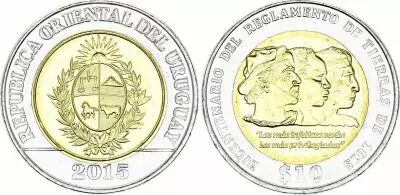 Uruguay 10 Pesos Uruguayos - Bicentenary of agrarian code - 2015 - AU