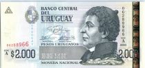 Uruguay 2000 Pesos Urugayos Urugayos, Damaso Antonio Larragna - Bibliothèque National - 2003