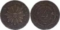 Uruguay 4 Centesimos, Republique  Oriental - 1869