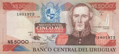 Uruguay 5000 Nuevos Pesos - General Lavalleja - ND (1983) - P.65