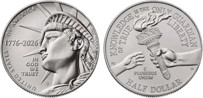 USA 1/2 Dollar 250�me Anniversaire de l\'Ind�pendance Am�ricaine 1776-2026 - Statue de la Libert� - Denver