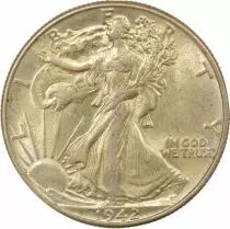 USA 1/2 Silver Dollar, Walking Liberty - 1942 Philadelphia