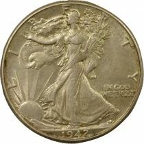 USA 1/2 Silver Dollar, Walking Liberty - 1942 Philadelphia