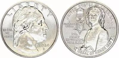 USA 1/4 Dollar - Mary Edwards Walker - Washington quarter - D Denver -  2024