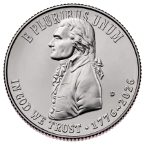 USA 1/4 Dollar 250 ans de l\'Ind&eacute;pendance Am&eacute;ricaine - Thomas Jefferson 2026  D
