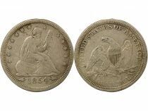USA 1/4 Dollar Argent, Libert&eacute; Assise, Fl&egrave;ches - 1854 Philadelphie