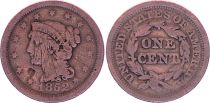 USA 1 Cent,  Femme Cheveux tréssés - 1852