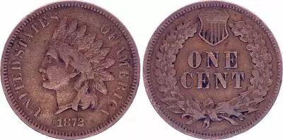USA 1 Cent Indian Head 1872 - VF