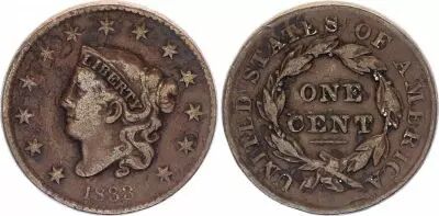 USA 1 Cent Libert� -1828 - PCGS MS 64BN