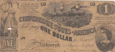 USA 1 Dollar - Confederate States - 02-06-1862