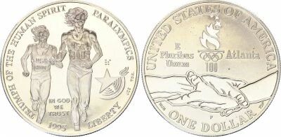 USA 1 Dollar - Finish - Atlanta Olympic Games  - P Philadelphia - Silver