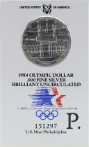 USA 1 Dollar - Liberty, aigle - Jo de Los Angeles 1984 - P Philadelphie - Argent