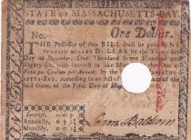 USA 1 Dollar - Massachusetts - Colonial -  05-05-1780