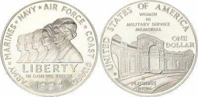 USA 1 Dollar - M�morial Militaire -  1994  - Argent