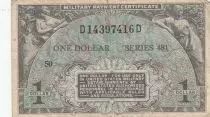 USA 1 Dollar Military Cerificate - S&eacute;rie 481 - 1951