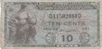 USA 10 cents - Billet militaire - Series 481 - Num&eacute;ro 20 - 1951