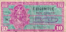 USA 10 Cents - Military Cerificate - 1954 - S&eacute;rie 521 - Num&eacute;ro 78