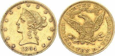 USA 10 Dollars - Libert� - Aigle couronn� - 1894 Or