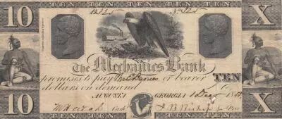 USA 10 Dollars - Mechanics Bank - Augusta - 01-12-1855