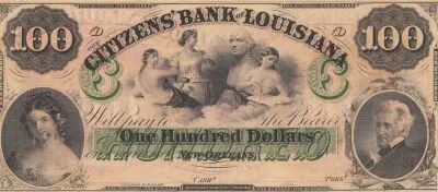 USA 100  Dollars - Citizen Bank - Louisiana - 30-06-1857